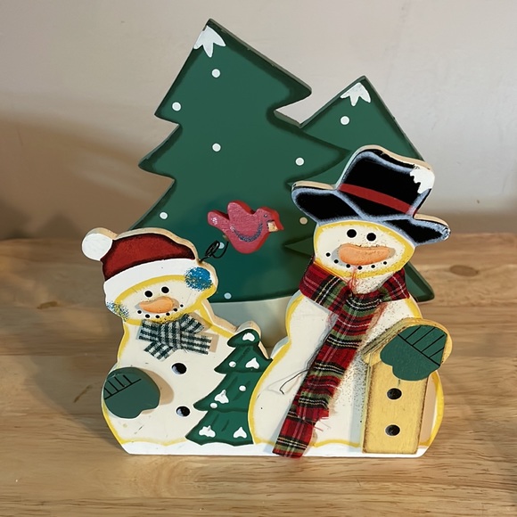 Christmas Snowman ⛄️ Wooden Cork Drink Coasters with Christmas Tree Holder 🎄 - Picture 2 of 6